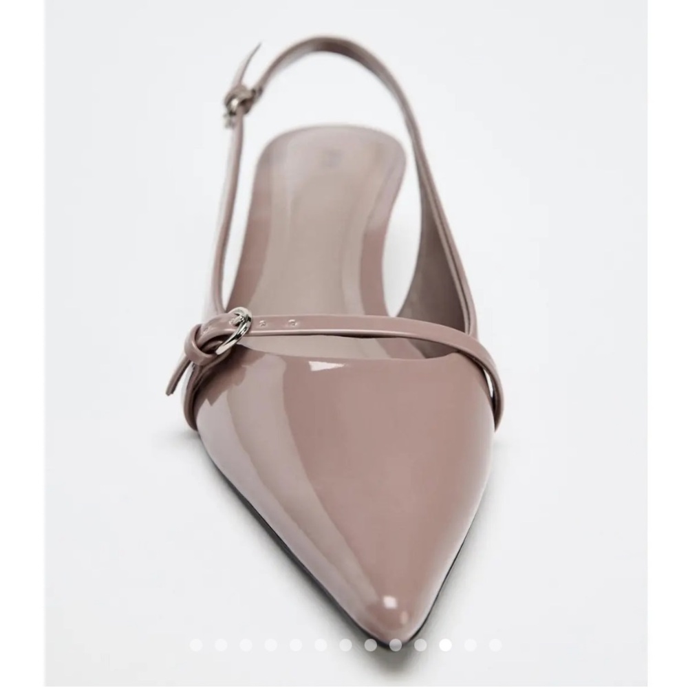 Zara Dusty Pink Patent Pointed Slingback Heels - Picture 3 of 9